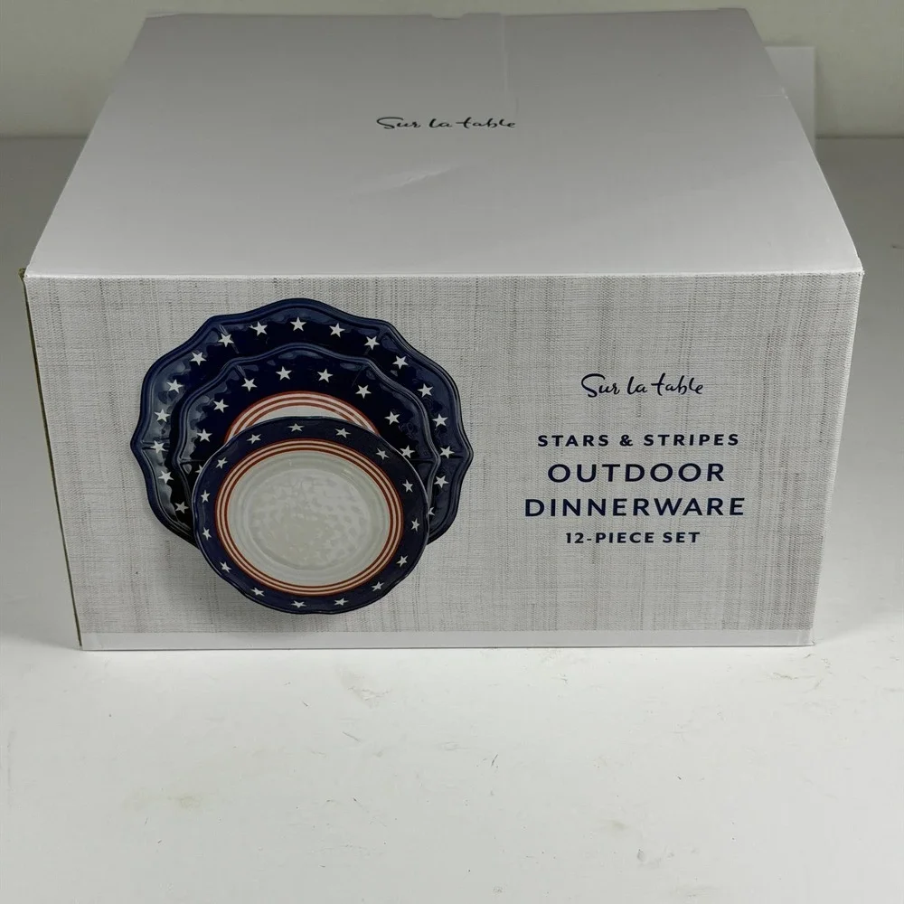 Sur La Table Stars & Stripes 12-Piece Outdoor Dinnerware Set F-16